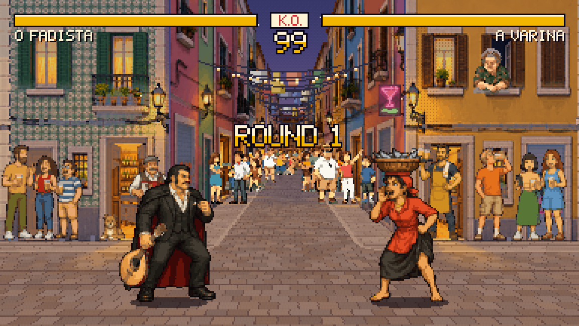 O Fadista squares up to A Varina in a crowded Bairro Alto street at the start of round one